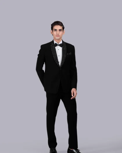 Classic Black Boomariyo Fabric with Cutdana Embellishments
