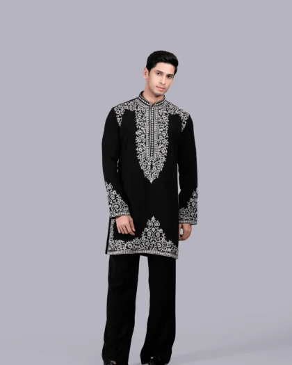 Black Boomariyo Outfit with Silver Hand Thread Work