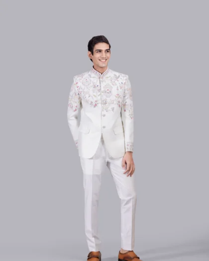 Elegant Cream Bhagalpuri Silk with Hand Work & Cutdana Embellishment