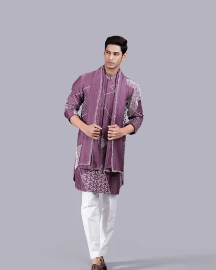 Pure Linen Silk Fabric with Tie-Dye, Mirror, and Thread Work