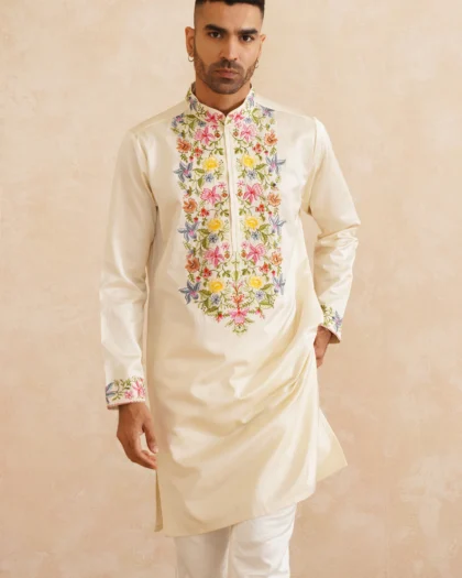 YC Clothings – Sunehri Baadal Pure Silk Kurta