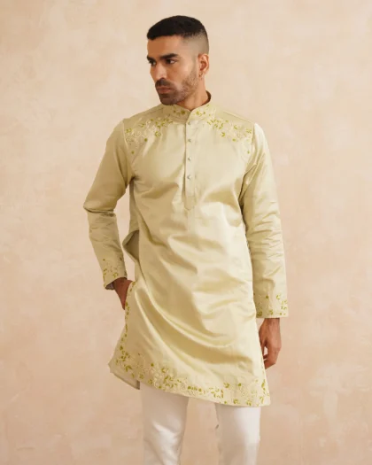 YC Clothings – Chandani Baagh Pure Silk Kurta