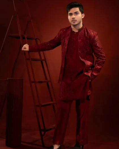 maroon organza jacket,