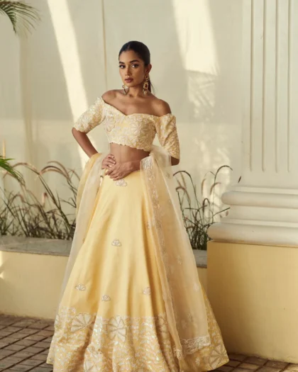 Sunlit Grace Hand-Embroidered Ensemble