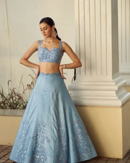 Royal Azure Hand-Embroidered Set